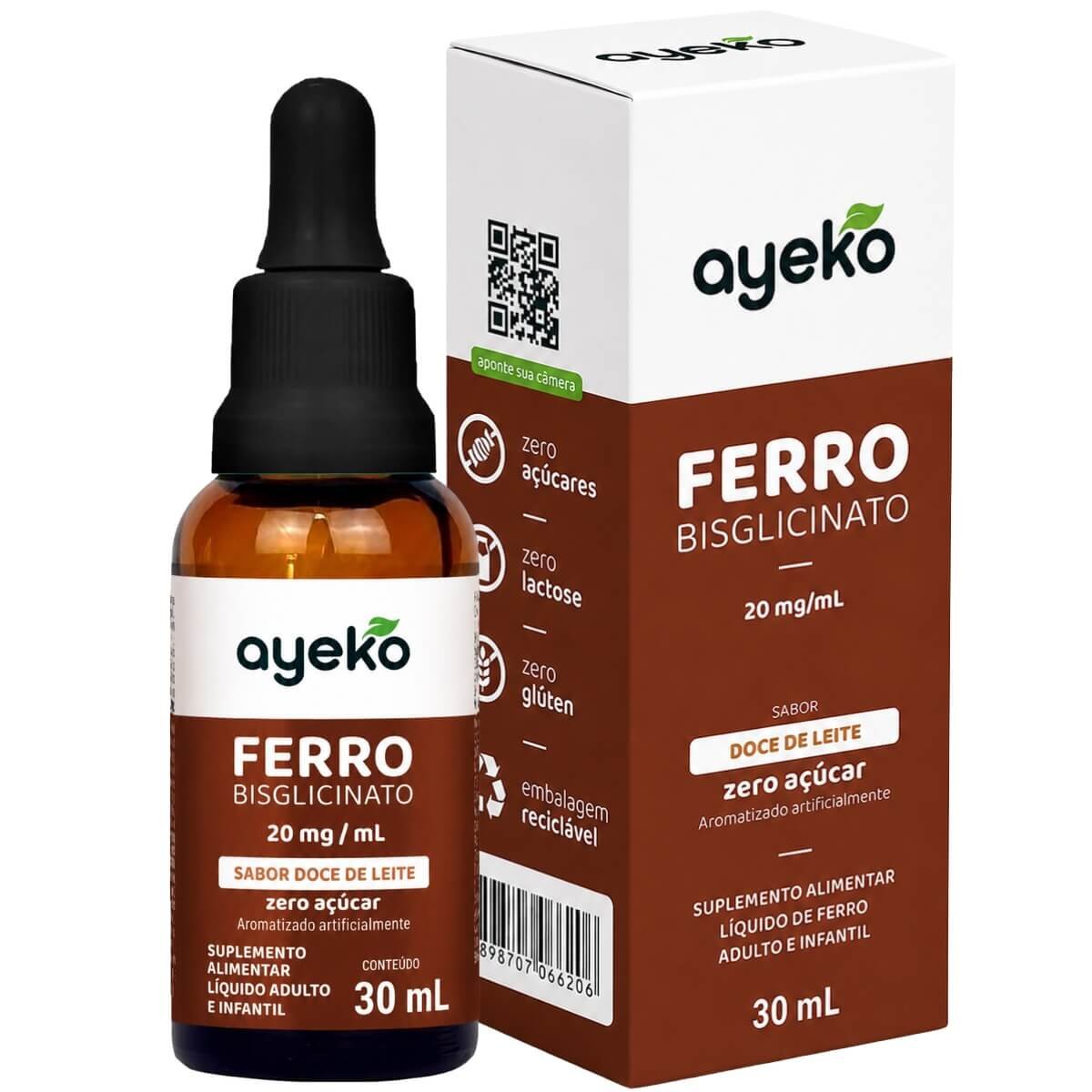 Ferro Bisglicinato 20 mg/mL Sabor Doce de Leite 30 ml