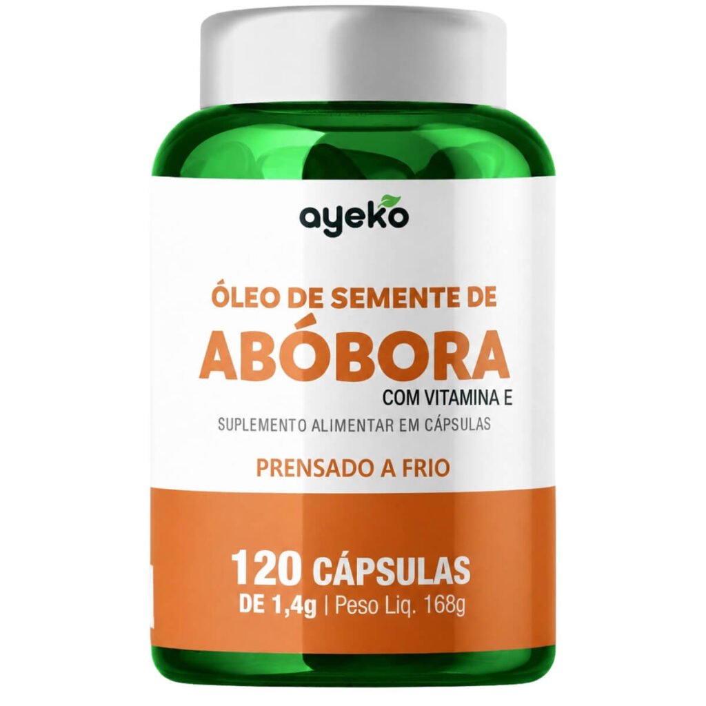 Óleo de Semente de Abóbora com Vitamina E Prensado a Frio 120 Cápsulas