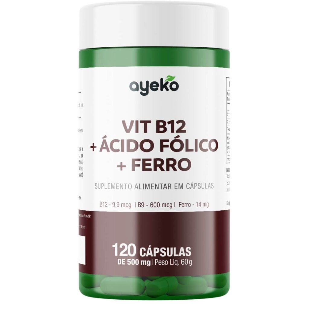 Vitamina B12 + Ácido Fólico + Ferro 120 Cápsulas