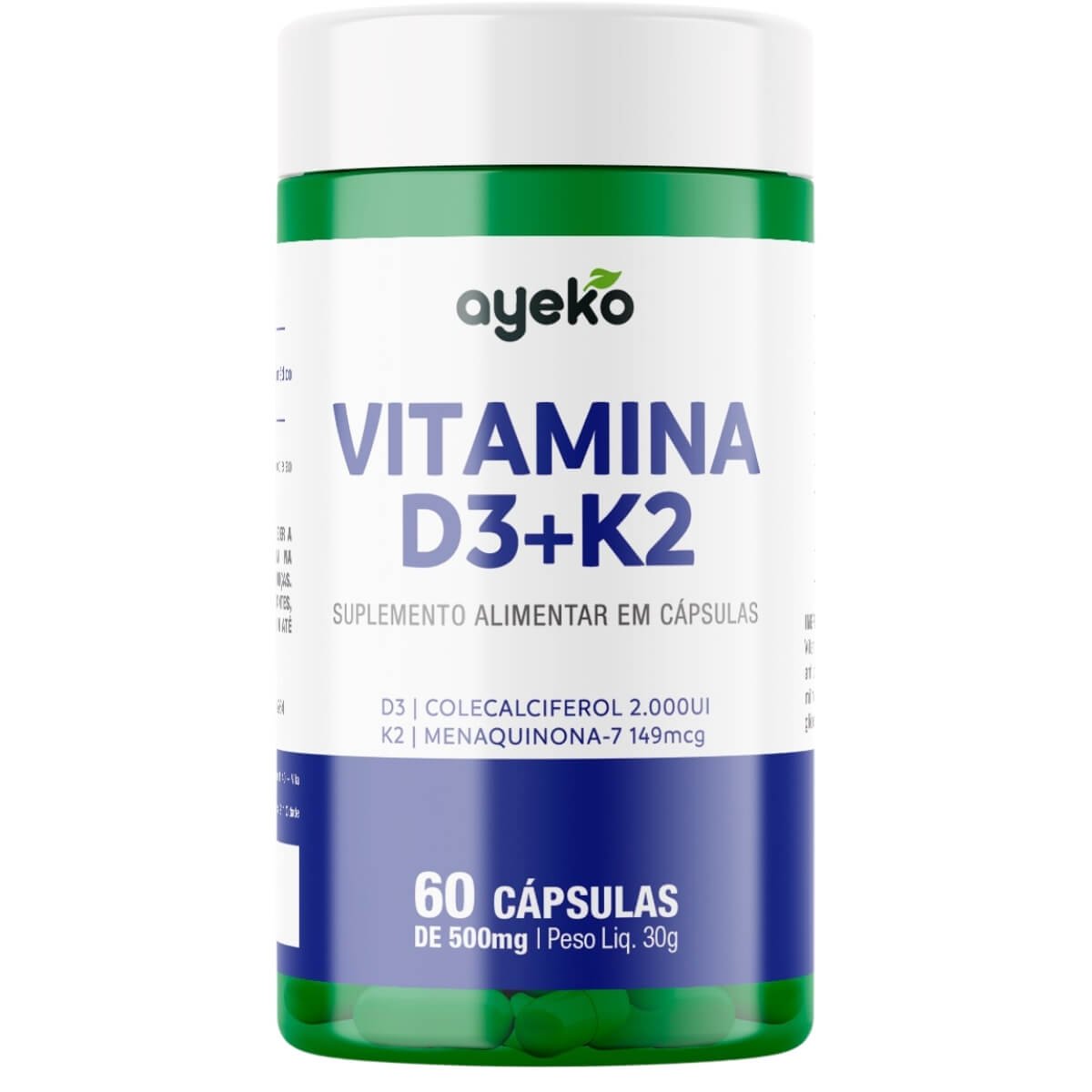 Vitamina D3 + K2 2000 UI + 149 mcg 60 Cápsulas